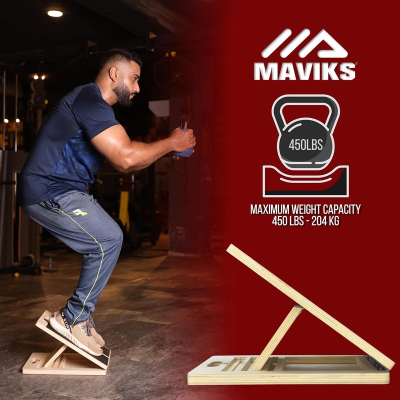 MAVIKS لوحة انحدار قابلة للتعديل لتمديد الساقين للاحترافية للسكوات لتمديد الكاحل وأوتار العرقوب، لوحة خشبية للتمدد، ويدج السكوات للعلاج الطبيعي والتمارين - Image 3